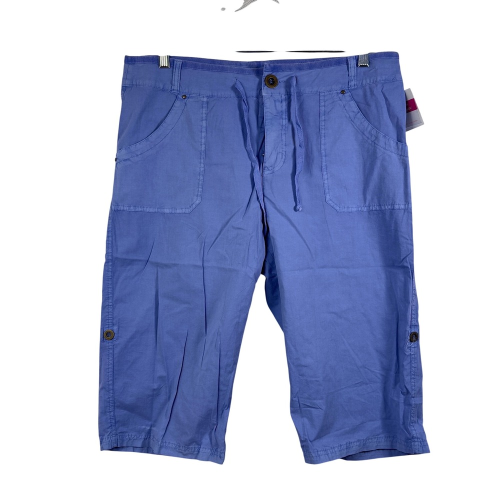 Fresh‎ Produce Safari Pedal Capri Pants Blue Stretch Broadcloth Large